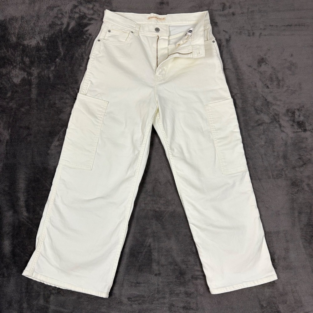 Levi's Jeans Women 29 White High Waisted Wide Leg Crop Cargo Utility Carpentar